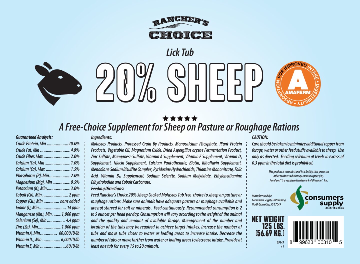 Ranchers Choice 20% Sheep Tub 25# - Image 2